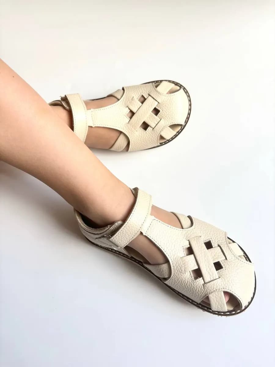 Сандалии кожаные для девочки в садик босоножки босоногие