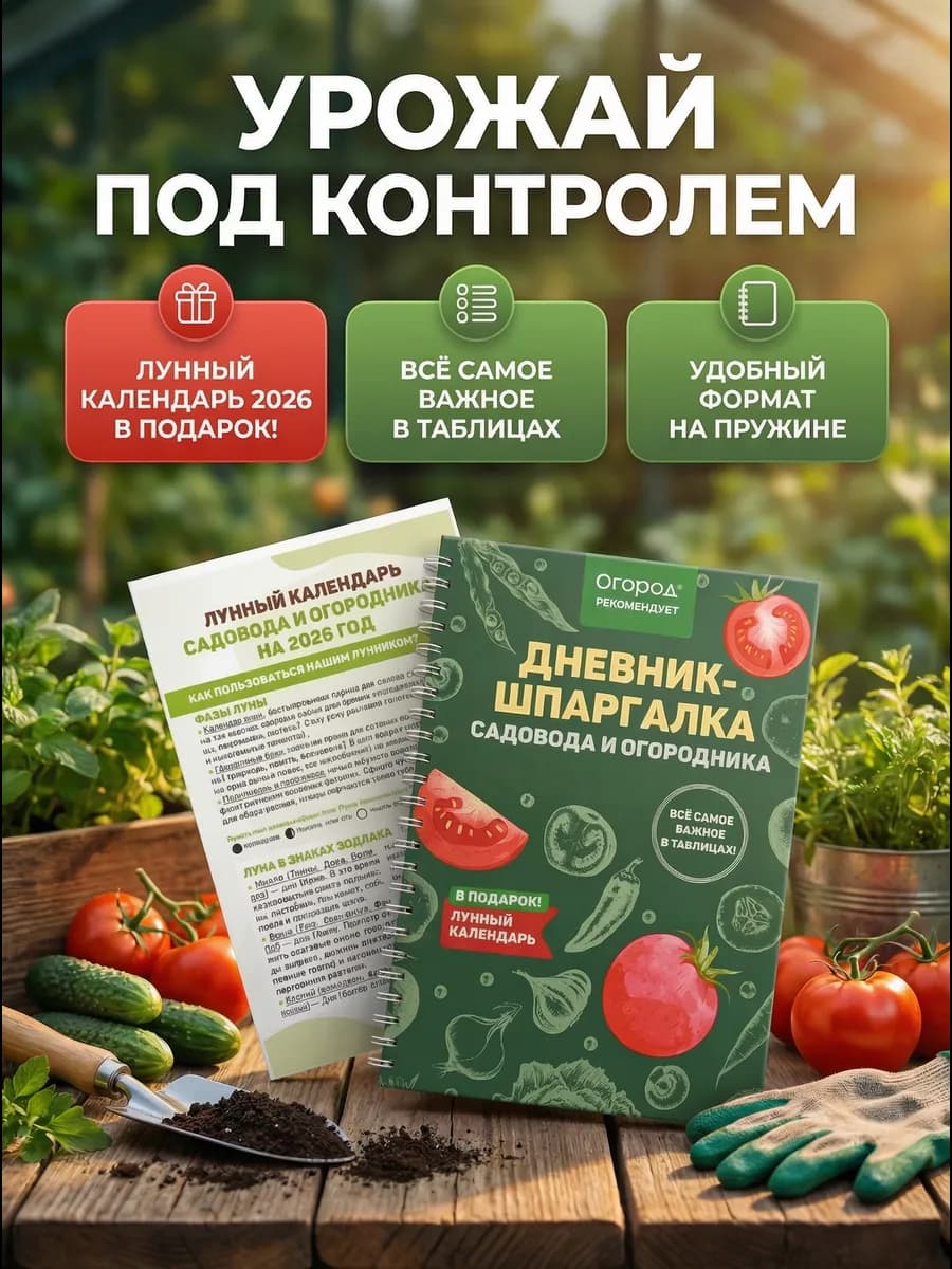 Дневник садовода-огородника А5 и лунный календарь 2026
