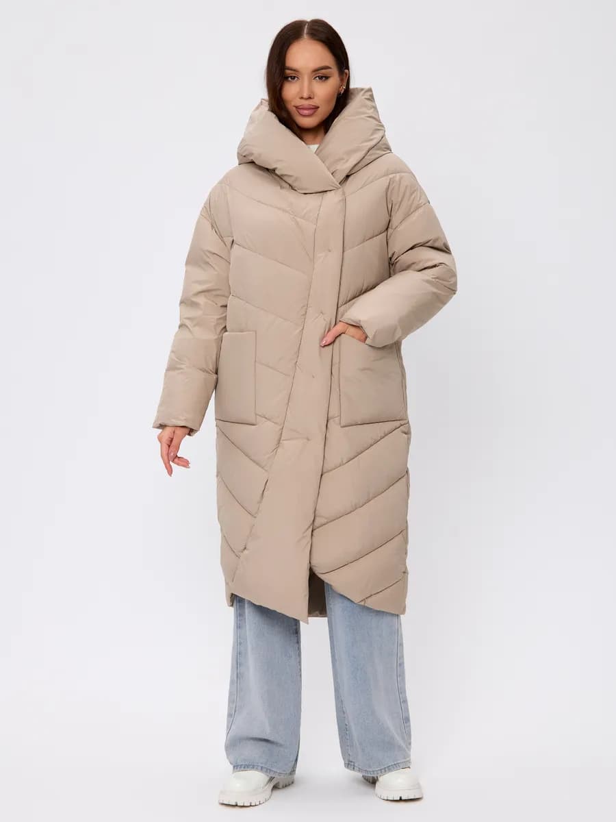 Пальто зимнее оверсайз с капюшоном