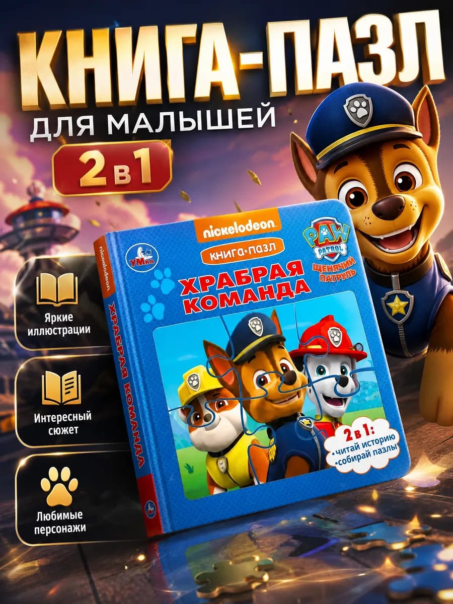 Книга пазл картонная для малышей сказки приключения игра