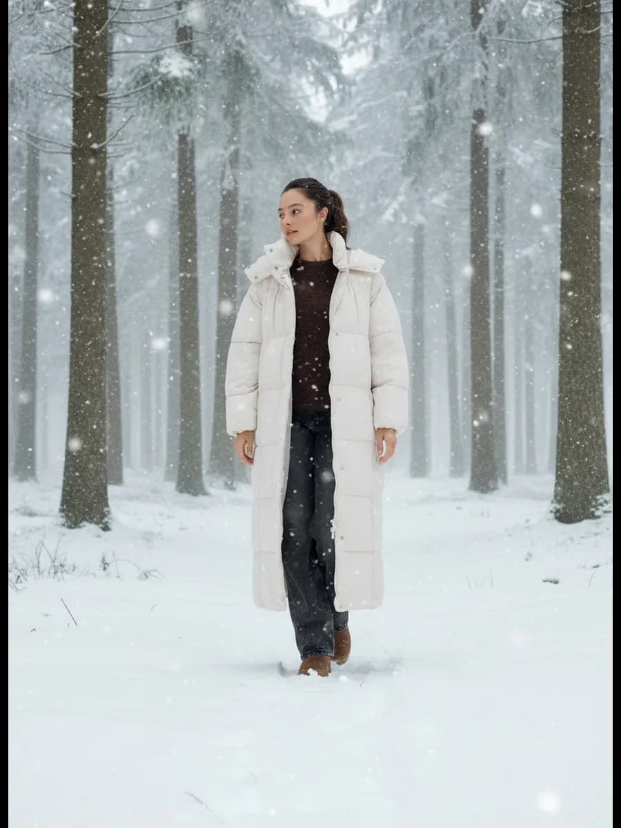 Зимнее пальто длинное с капюшоном