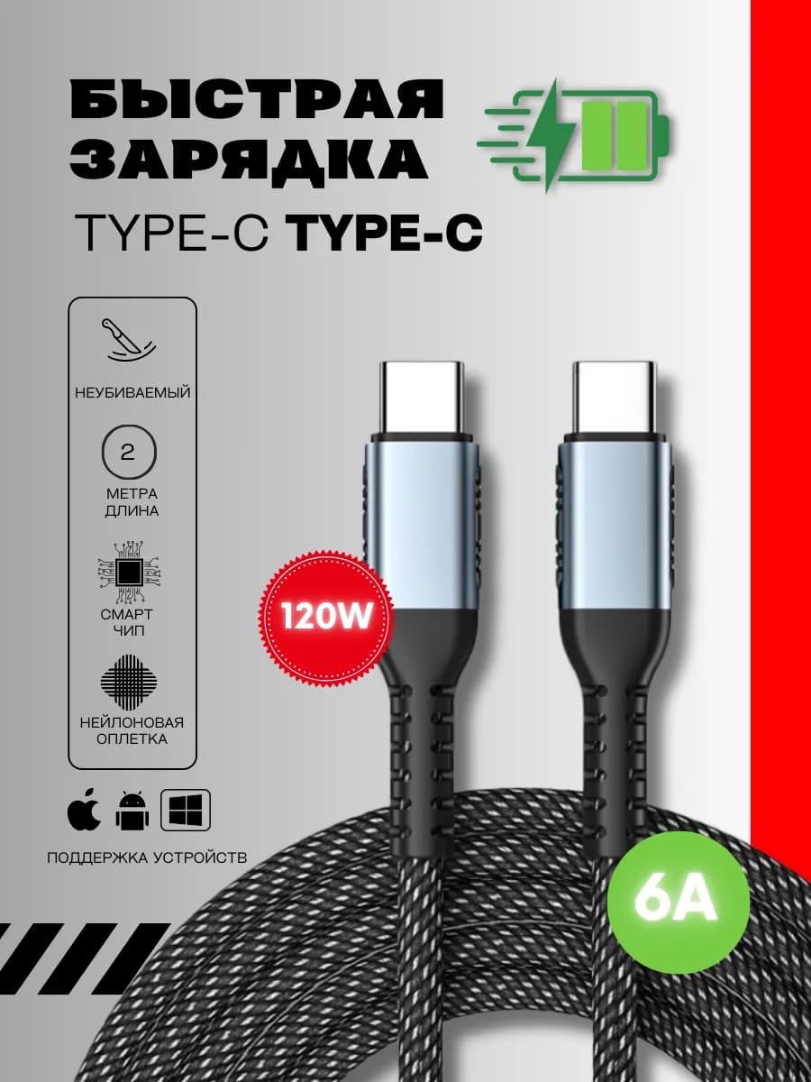 Провод TYPE-C TYPE-C для быстрой зарядки Iphone