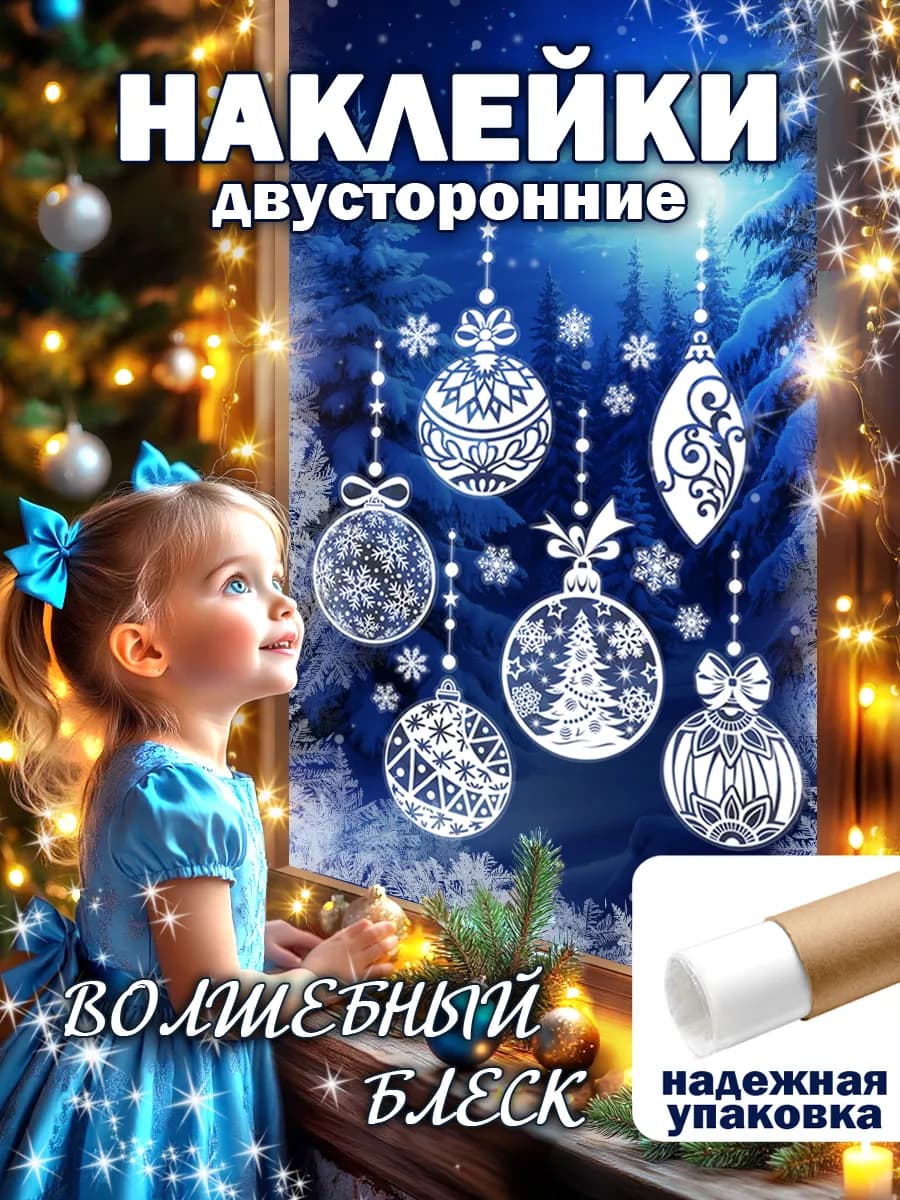 Новогодние двусторонние наклейки на окна 2026