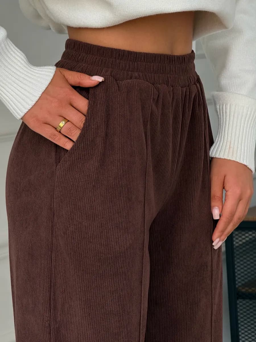 Брюки вельветовые палаццо на резинке легкие