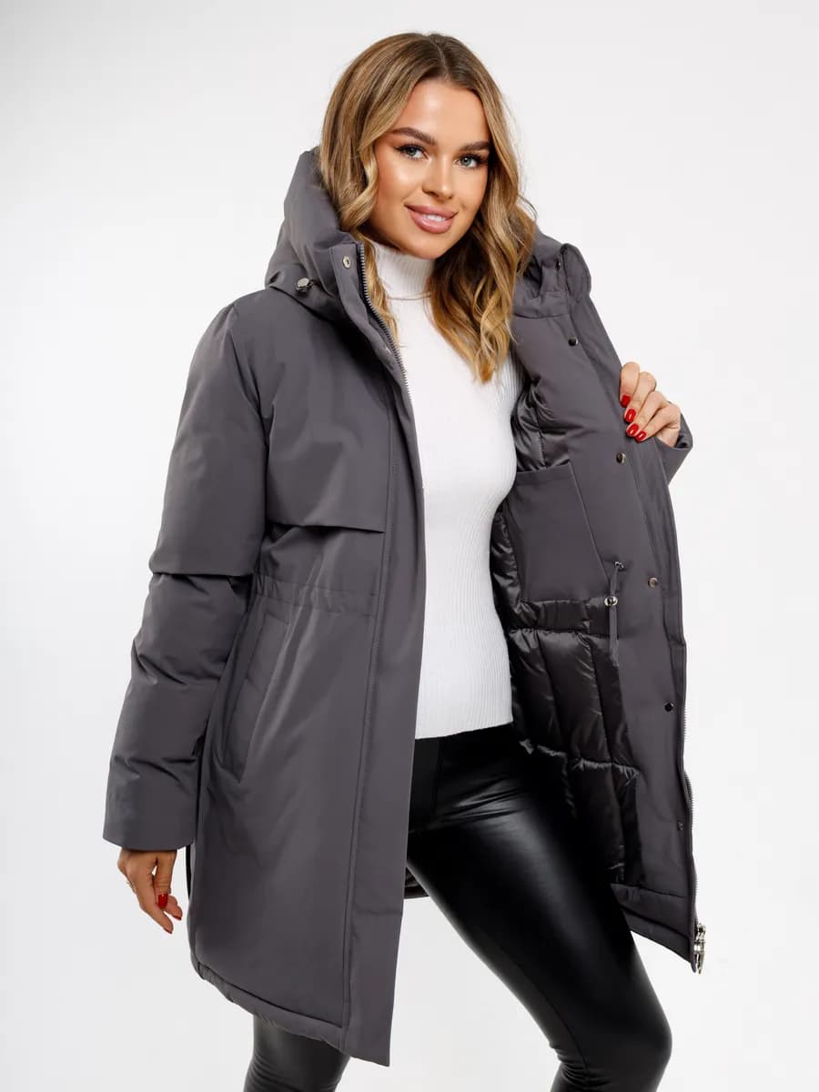 Куртка зимняя удлиненная с капюшоном