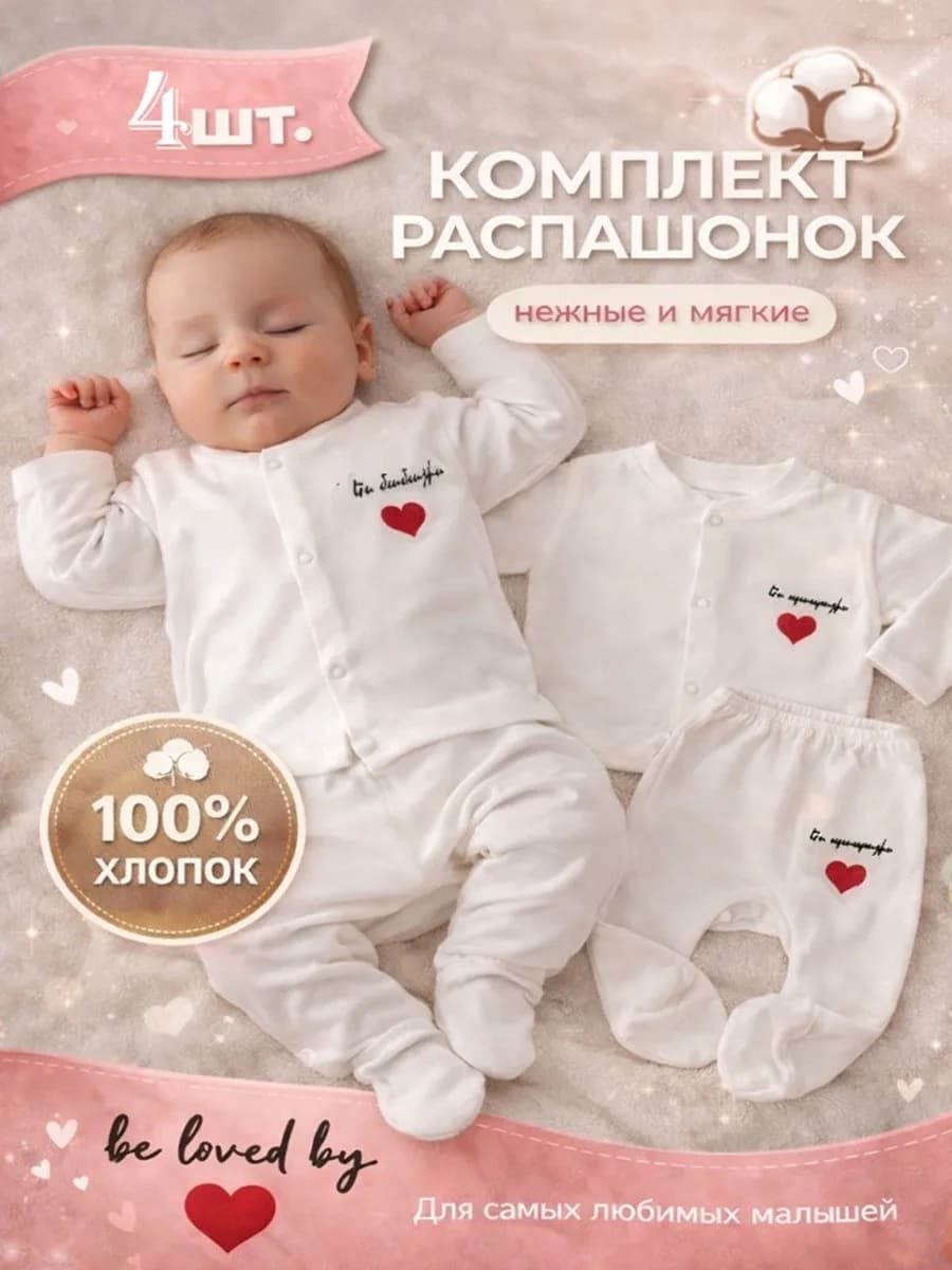 Распашонка кофточки и ползунки для новорожденных 4шт