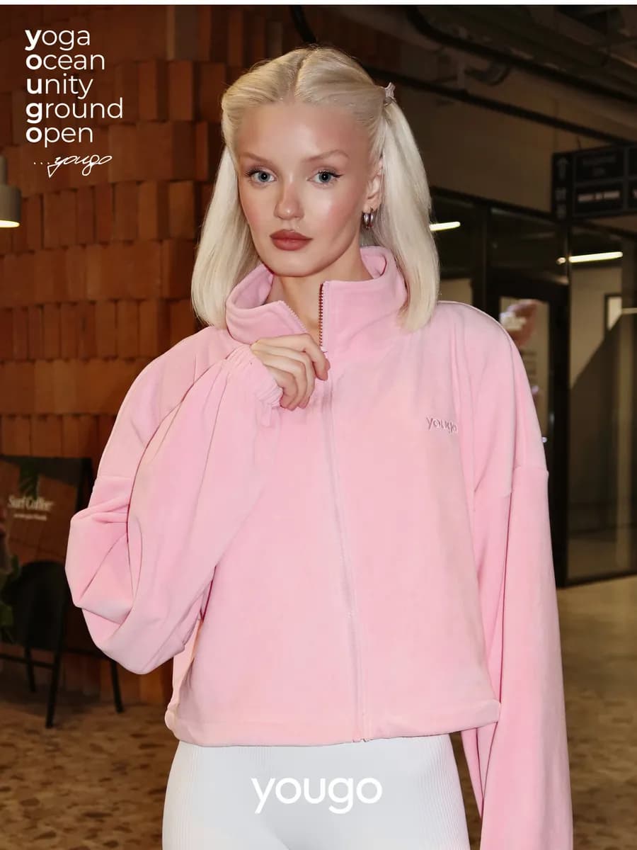 Кофта флисовая на молнии короткая теплая толстовка