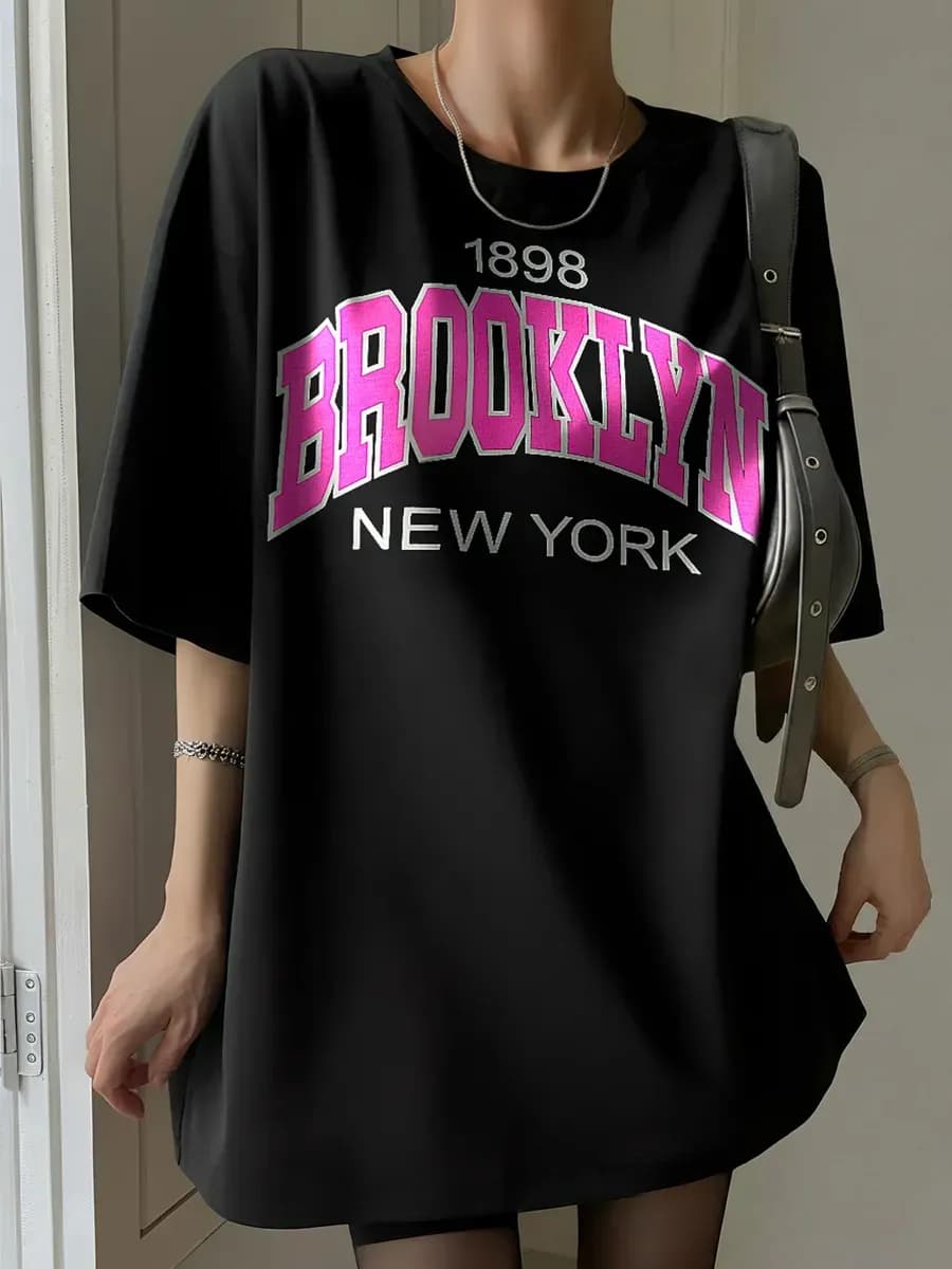 Футболка свободного кроя хлопок принт надпись