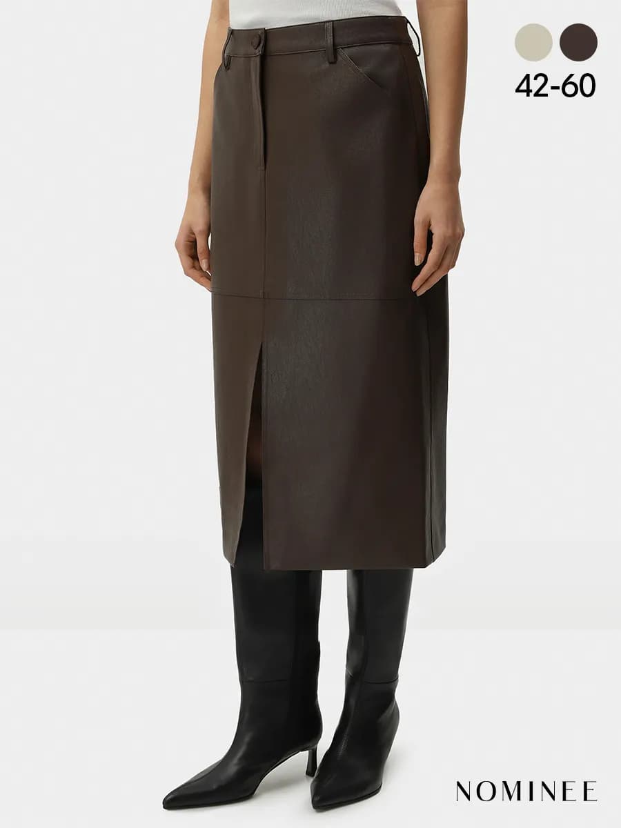 Юбка миди из матовой экокожи