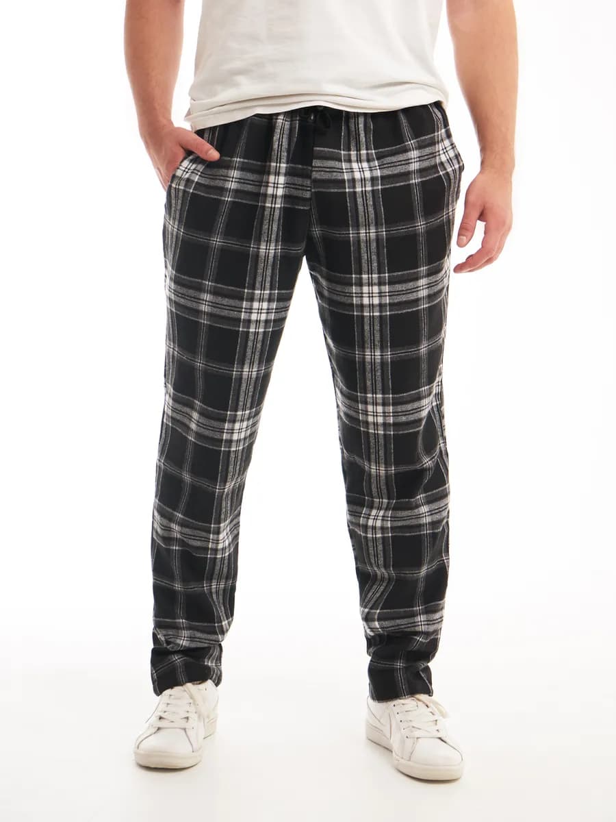 Брюки домашние в клетку легкие с карманами