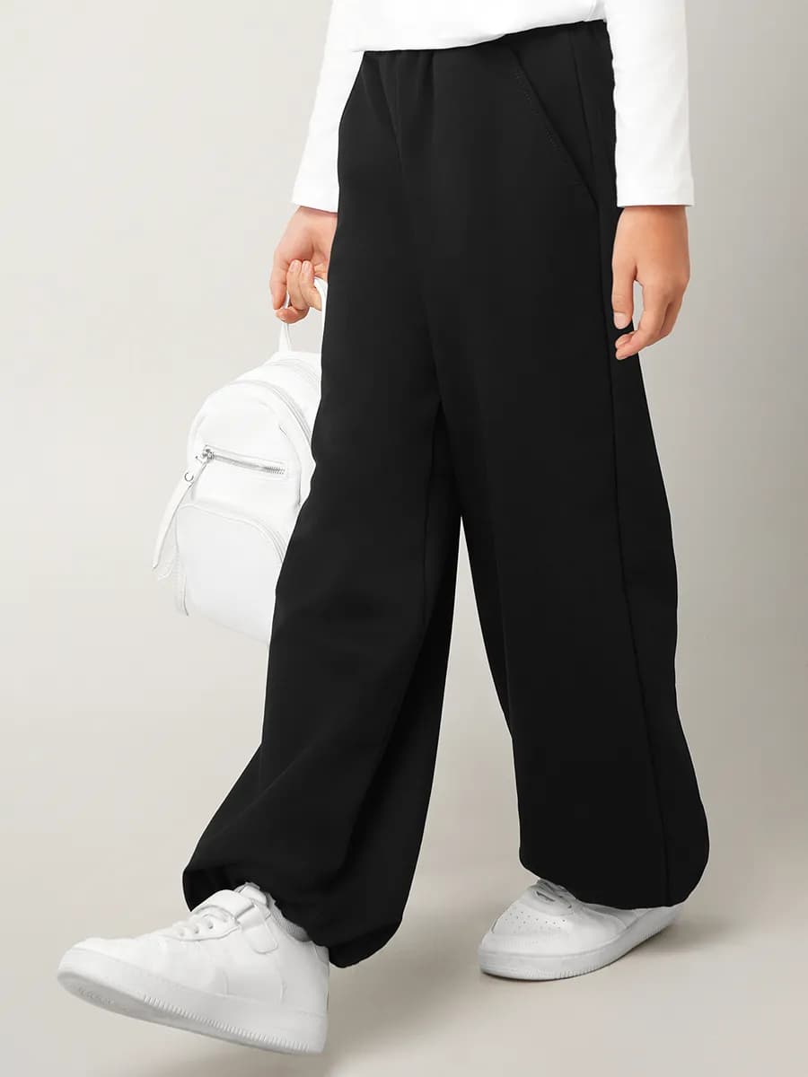 Брюки палаццо для девочки из футера