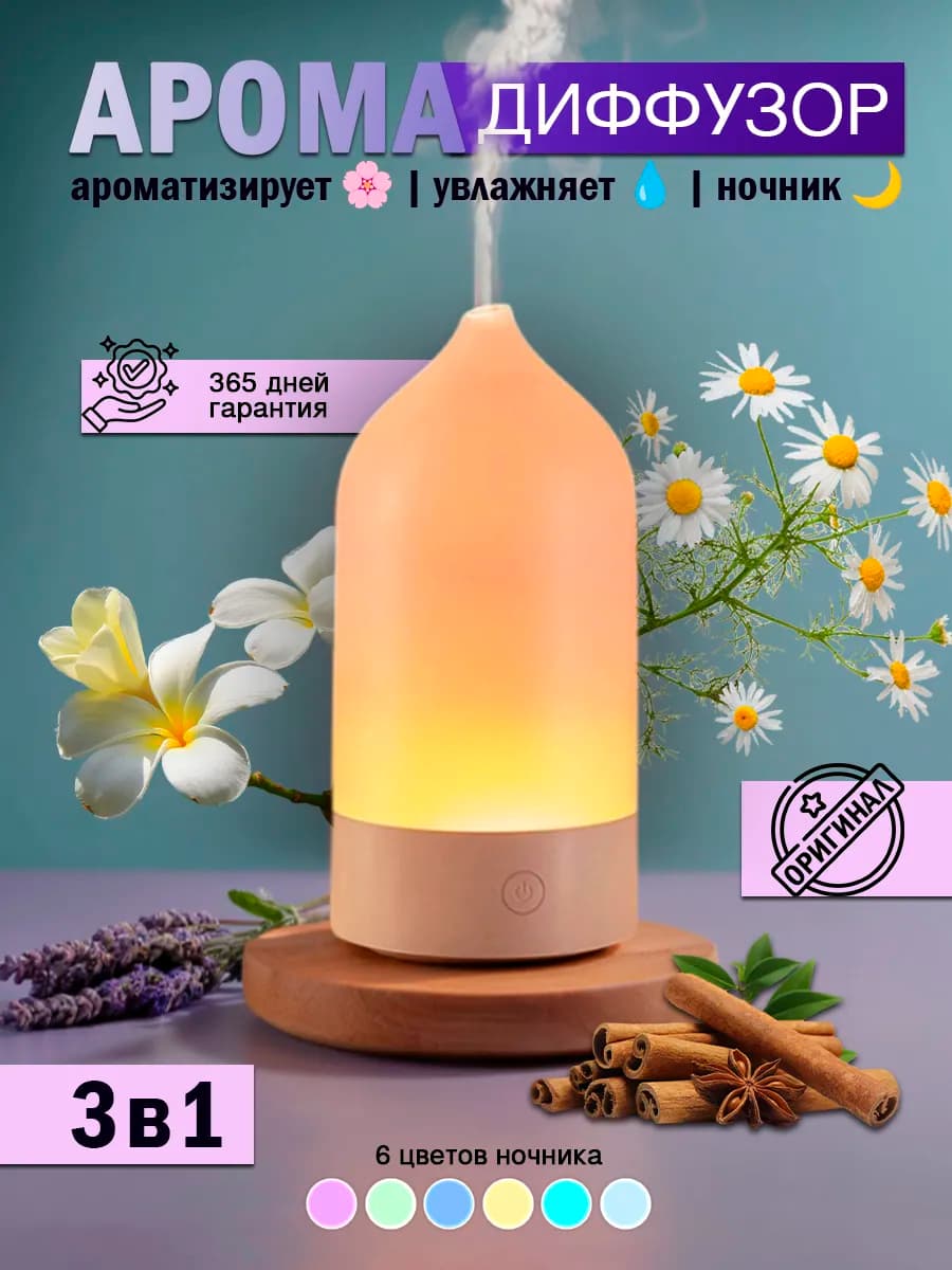 Аромадиффузор - увлажнитель воздуха с питанием и подсветкой
