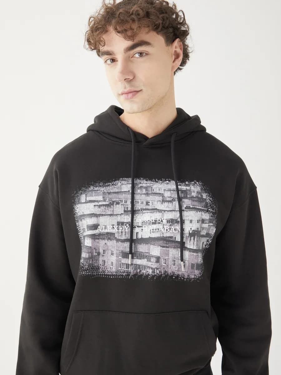 Худи оверсайз с принтом Брат