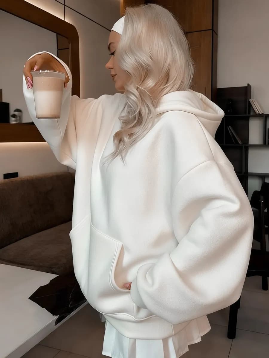 Худи оверсайз с начёсом тёплое повседневное с капюшоном