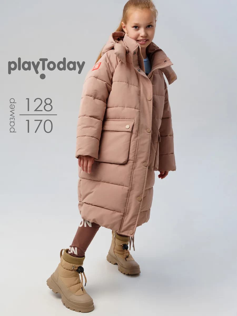 Зимнее пальто утепленное с капюшоном для подростка