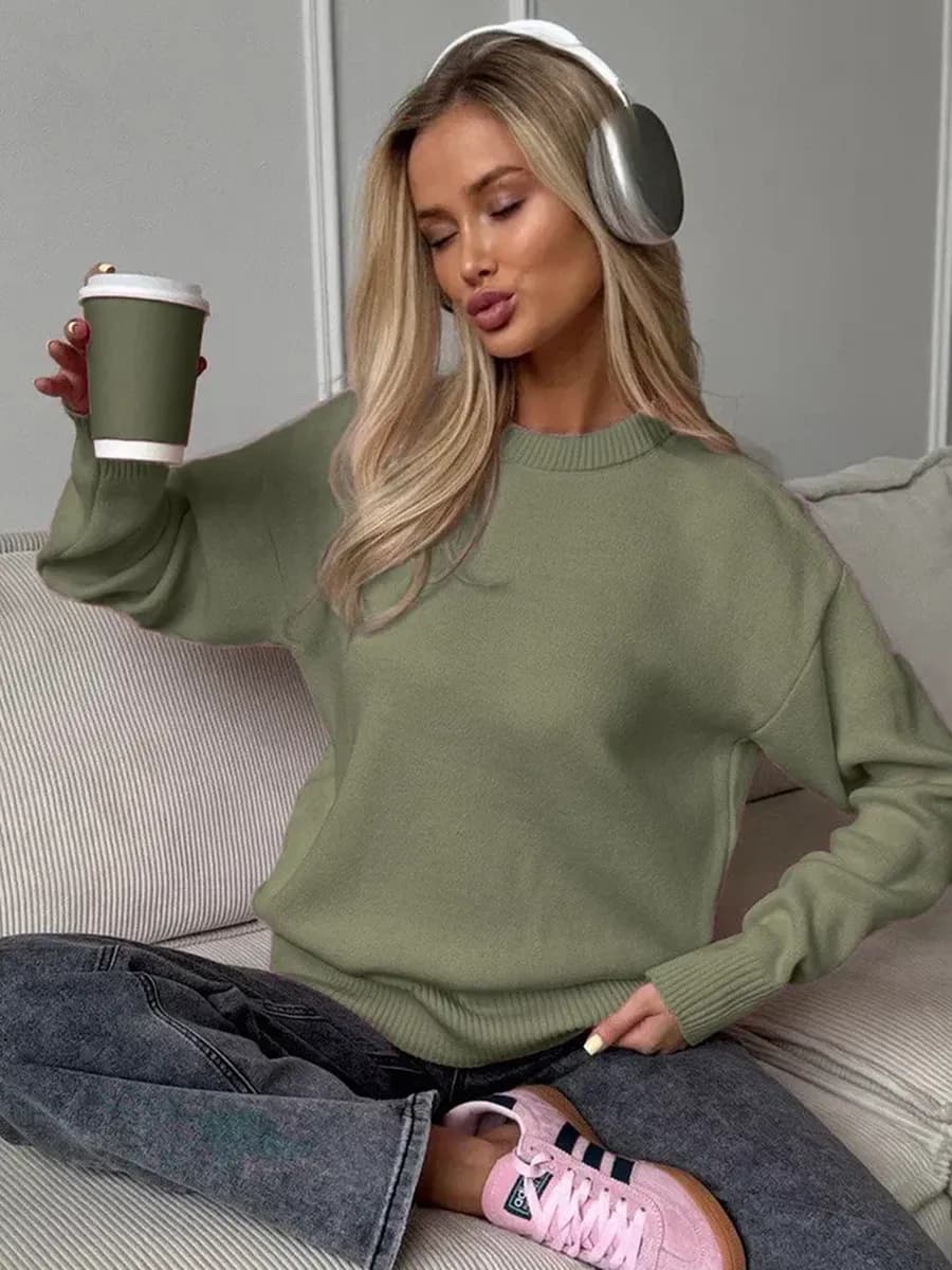 Свитер удлиненный вязаный оверсайз