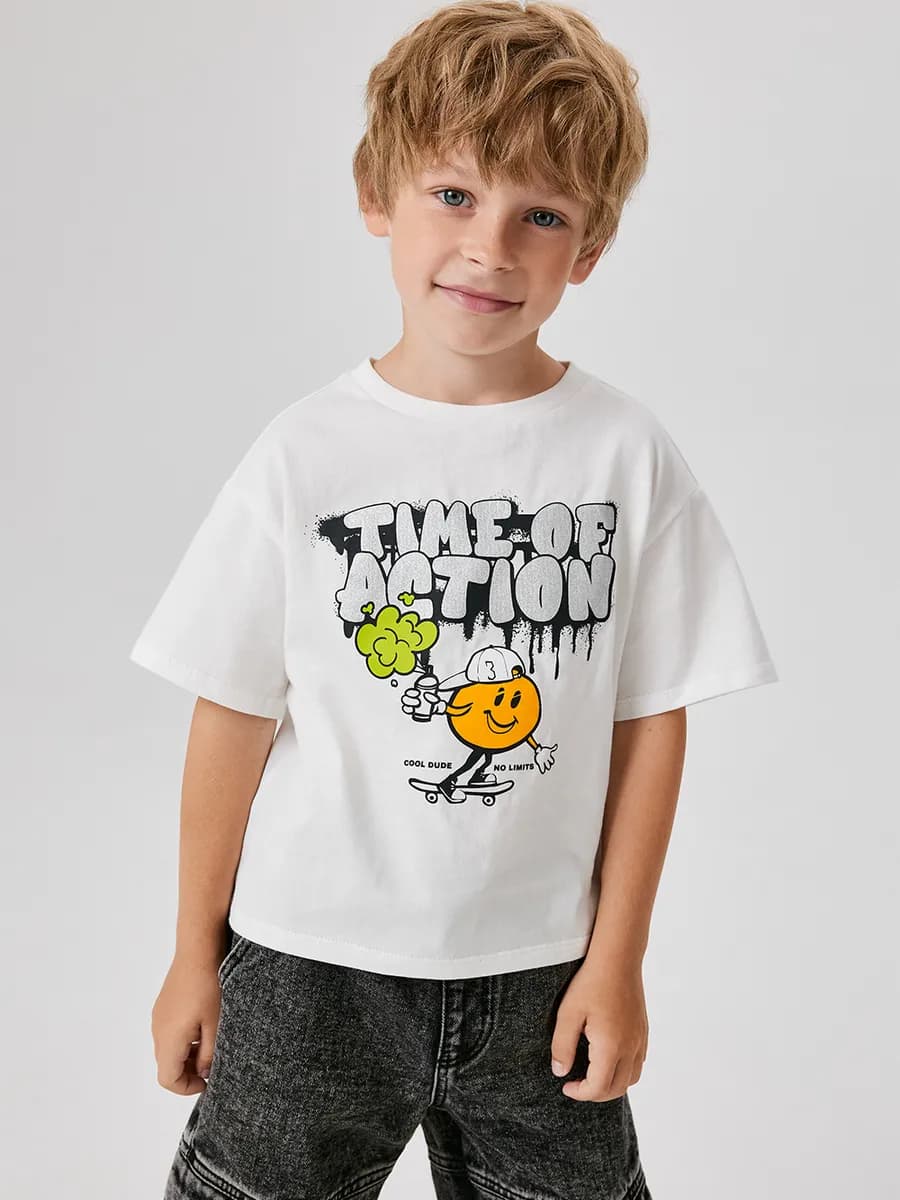 Футболка трикотажная с блестящим принтом