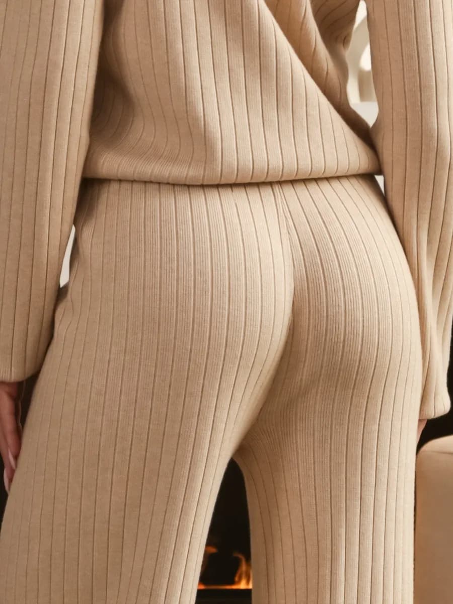 Теплый костюм вязаный трикотажный поло с брюками