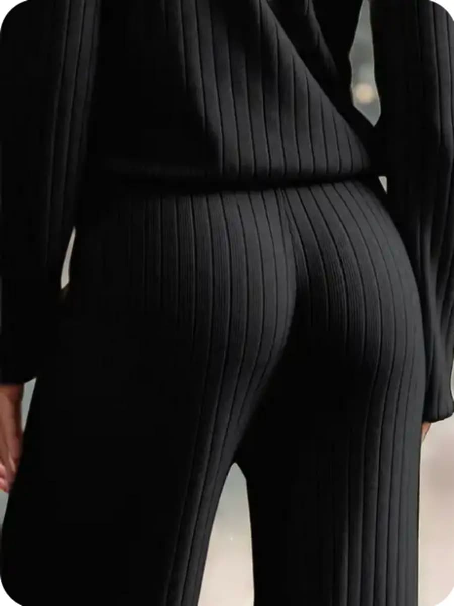 Теплый костюм вязаный трикотажный поло с брюками - фото 1