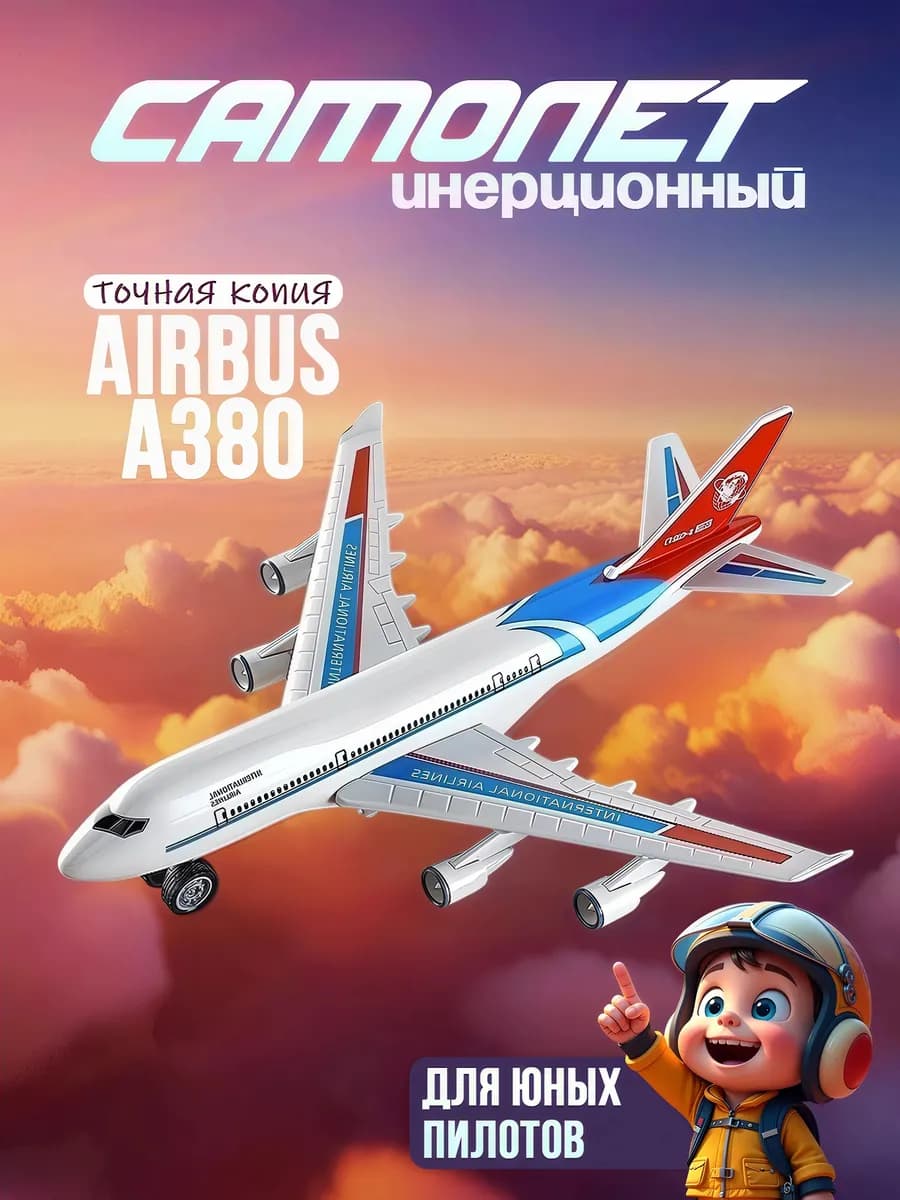 Детский самолет инерционный игрушка