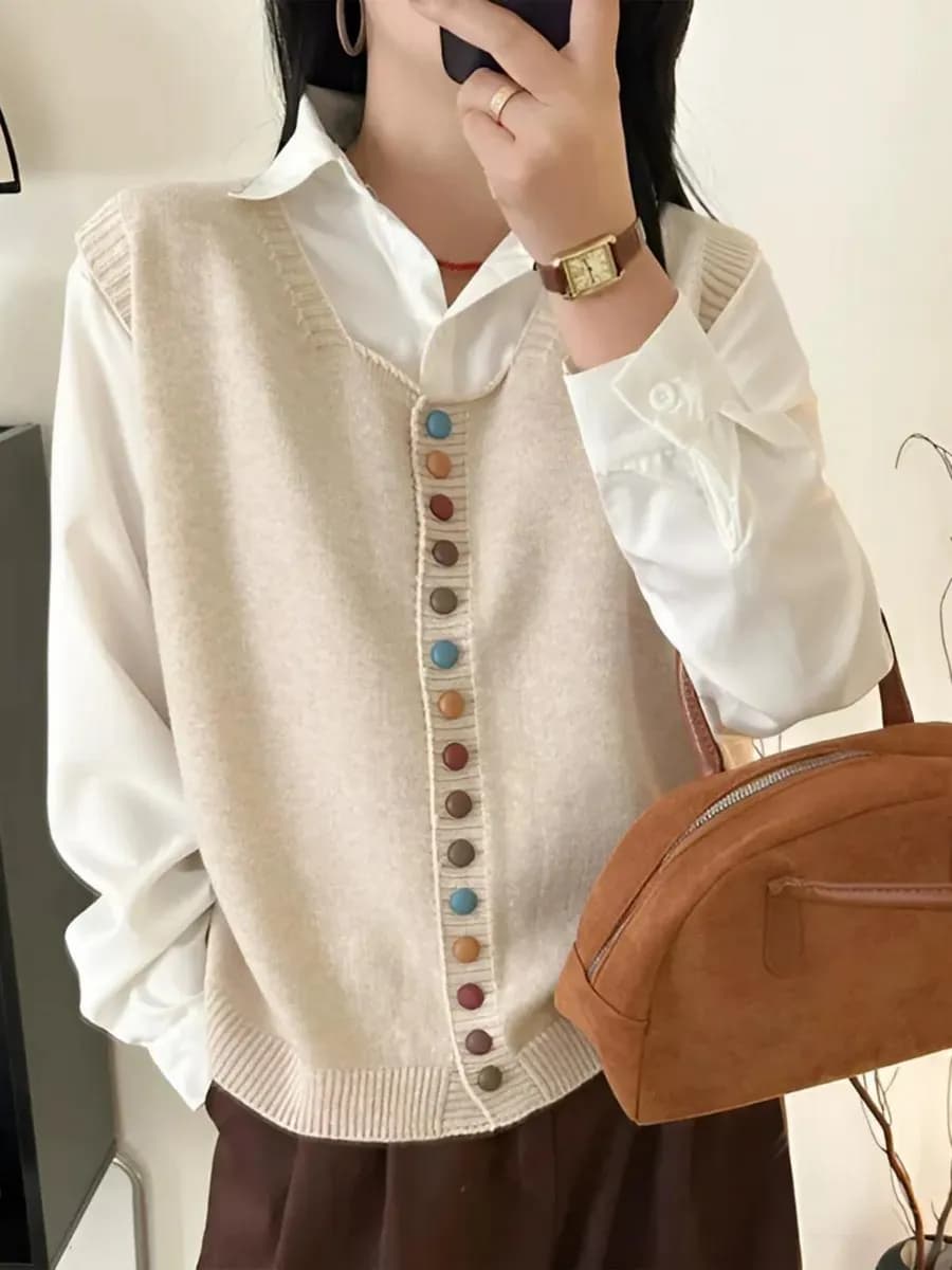 Жилет вязаный на пуговицах укороченный Y2K