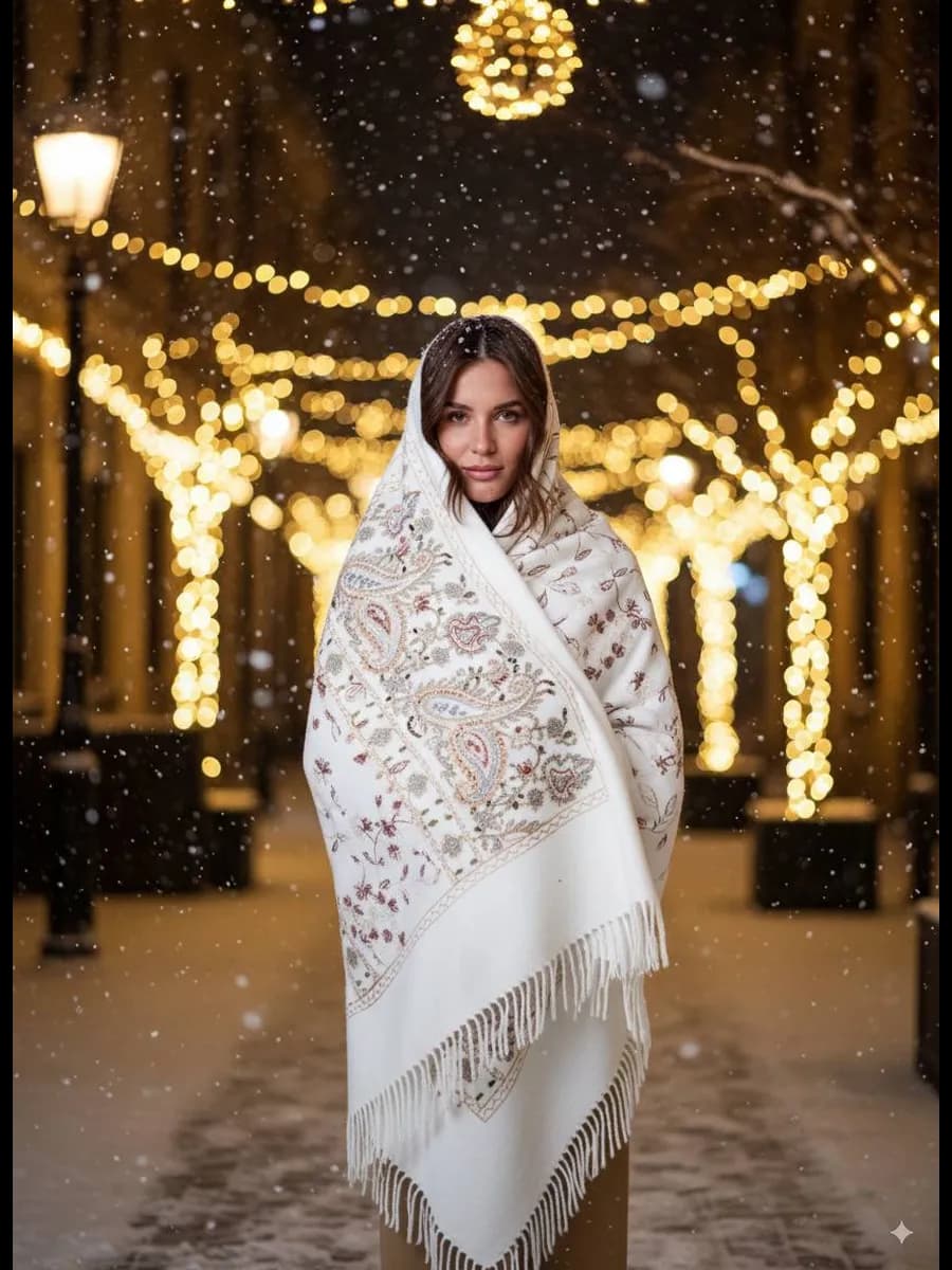 Палантин шарф теплый кашемировый