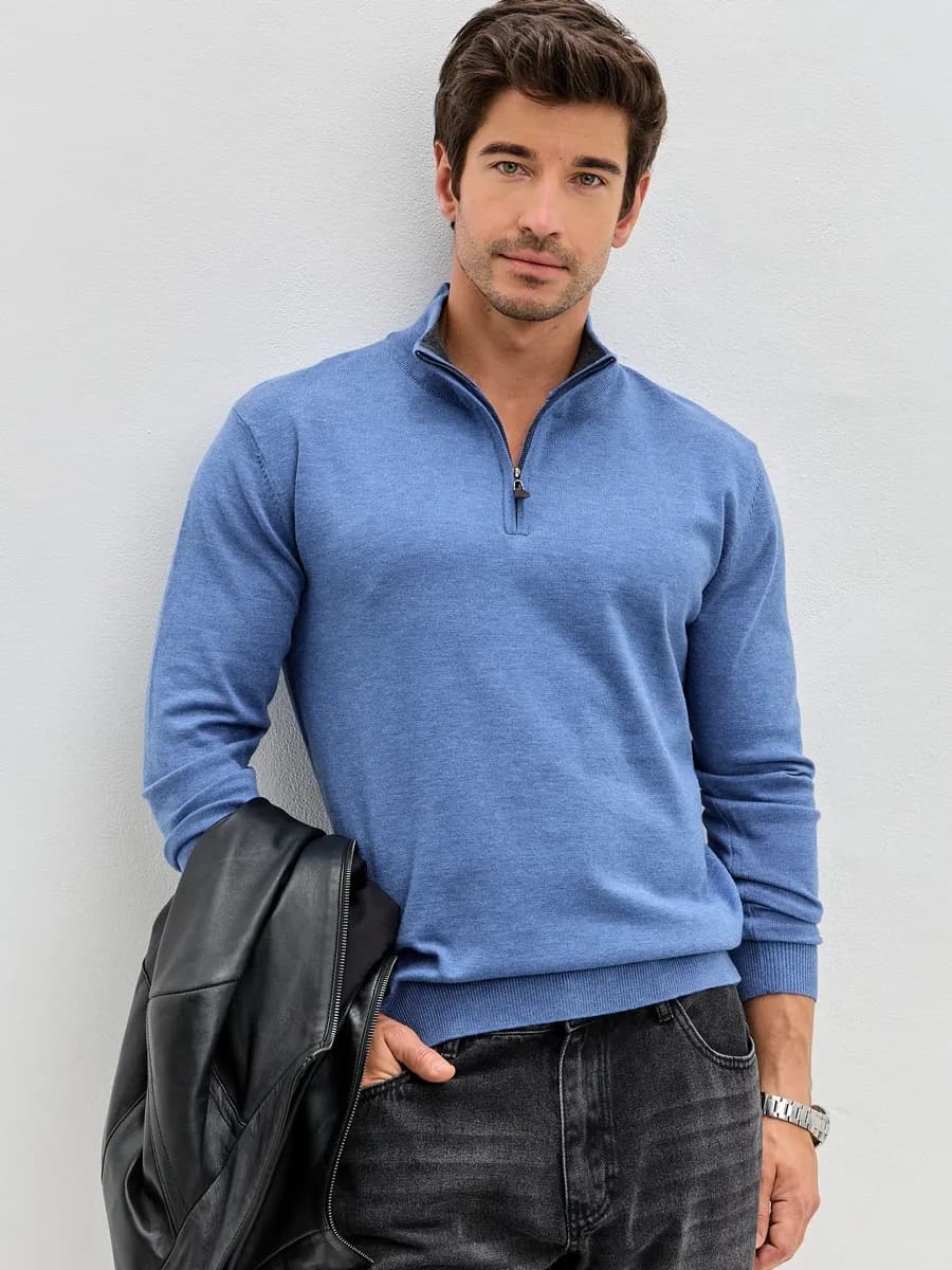 Джемпер на молнии классический с воротником