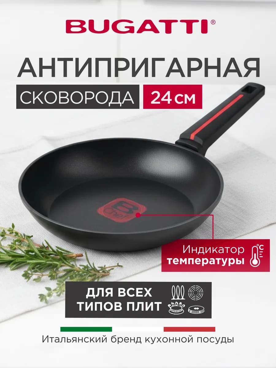 Сковорода 24 см антипригарная с термоспотом