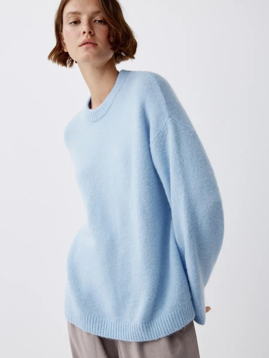 Вязаный джемпер оверсайз из смесовой шерсти - фото 1