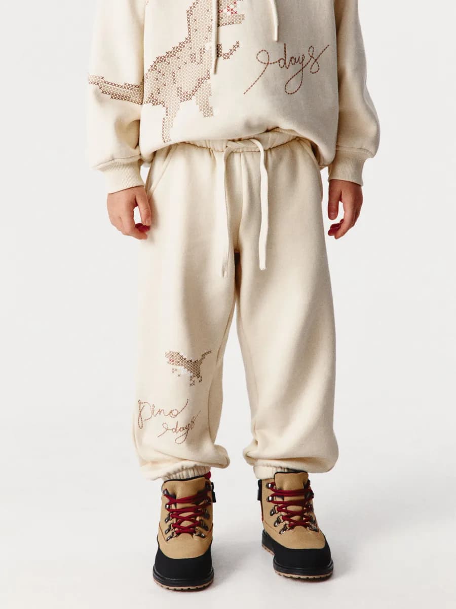 Джоггеры утепленные на резинке с принтом