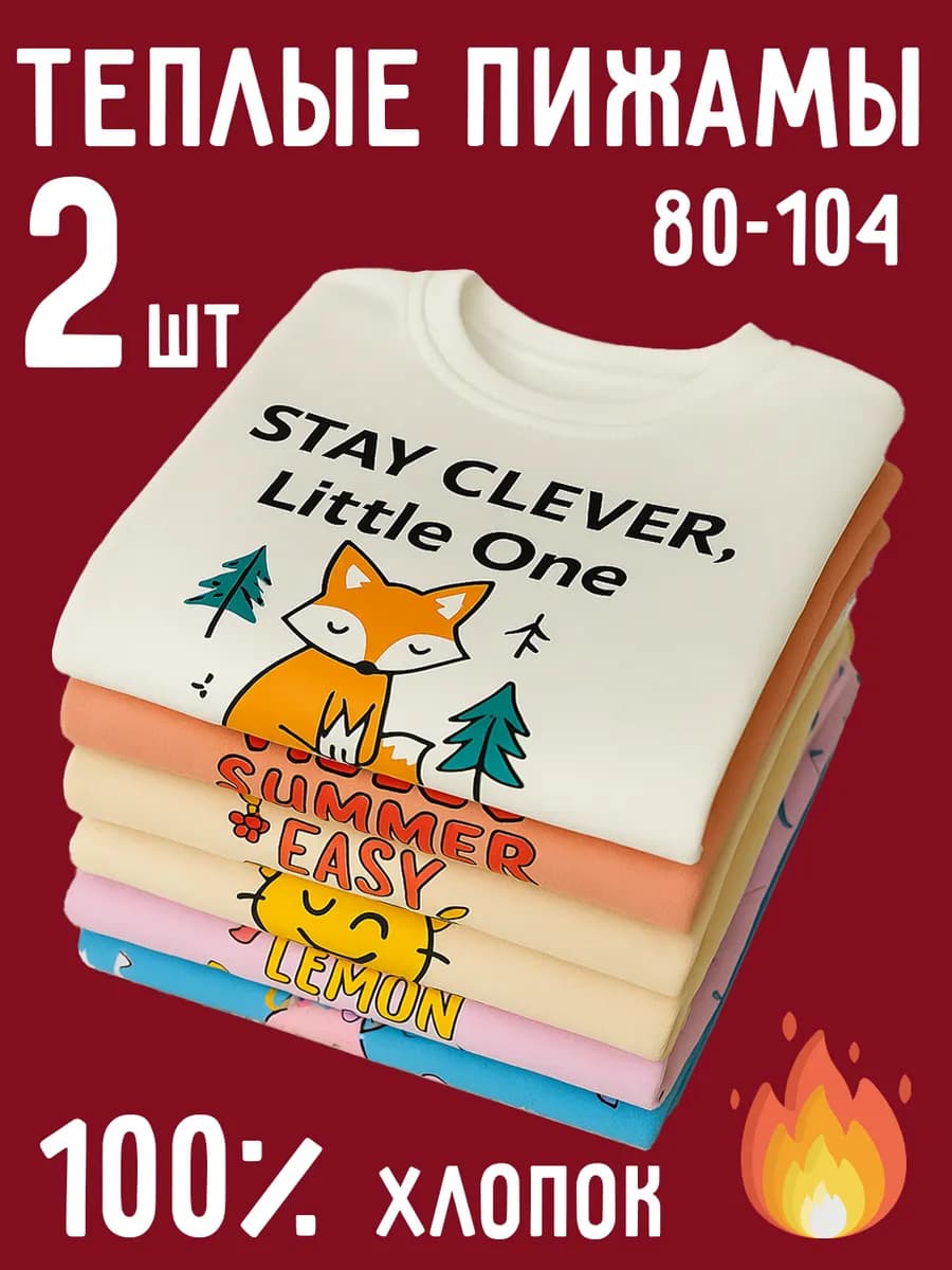 Набор теплых пижам для девочек 2 шт