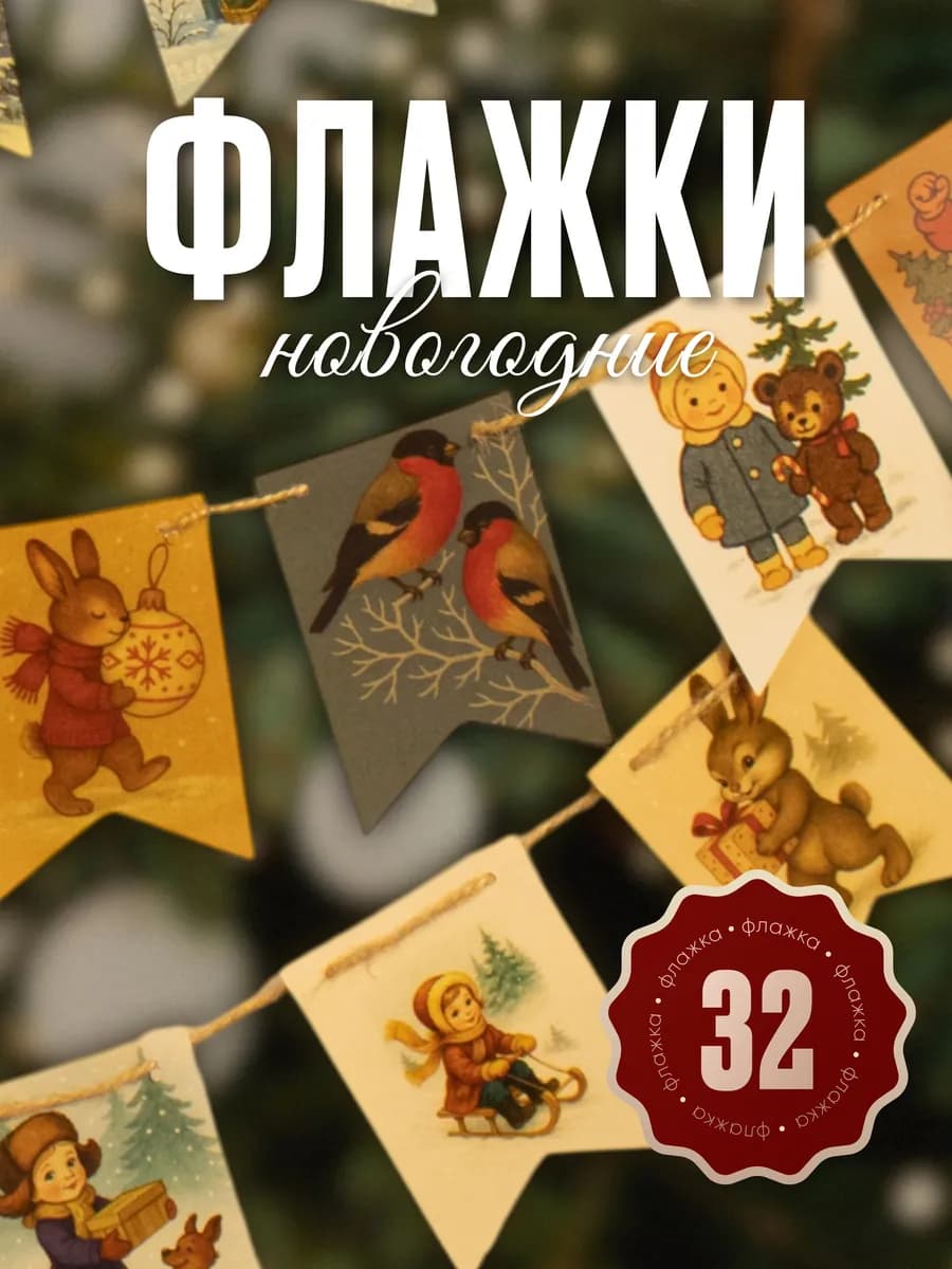 Флажки новогодние советские двусторонние