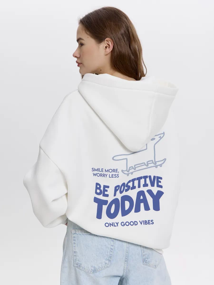 Худи оверсайз с принтом POSITIVE