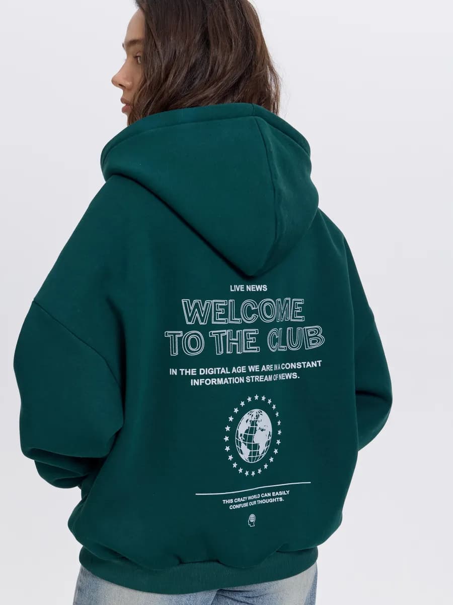 Худи оверсайз с принтом WELCOME