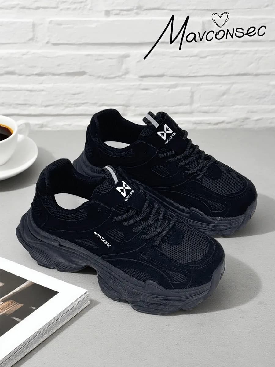 Кроссовки черные на платформе осень - фото 1