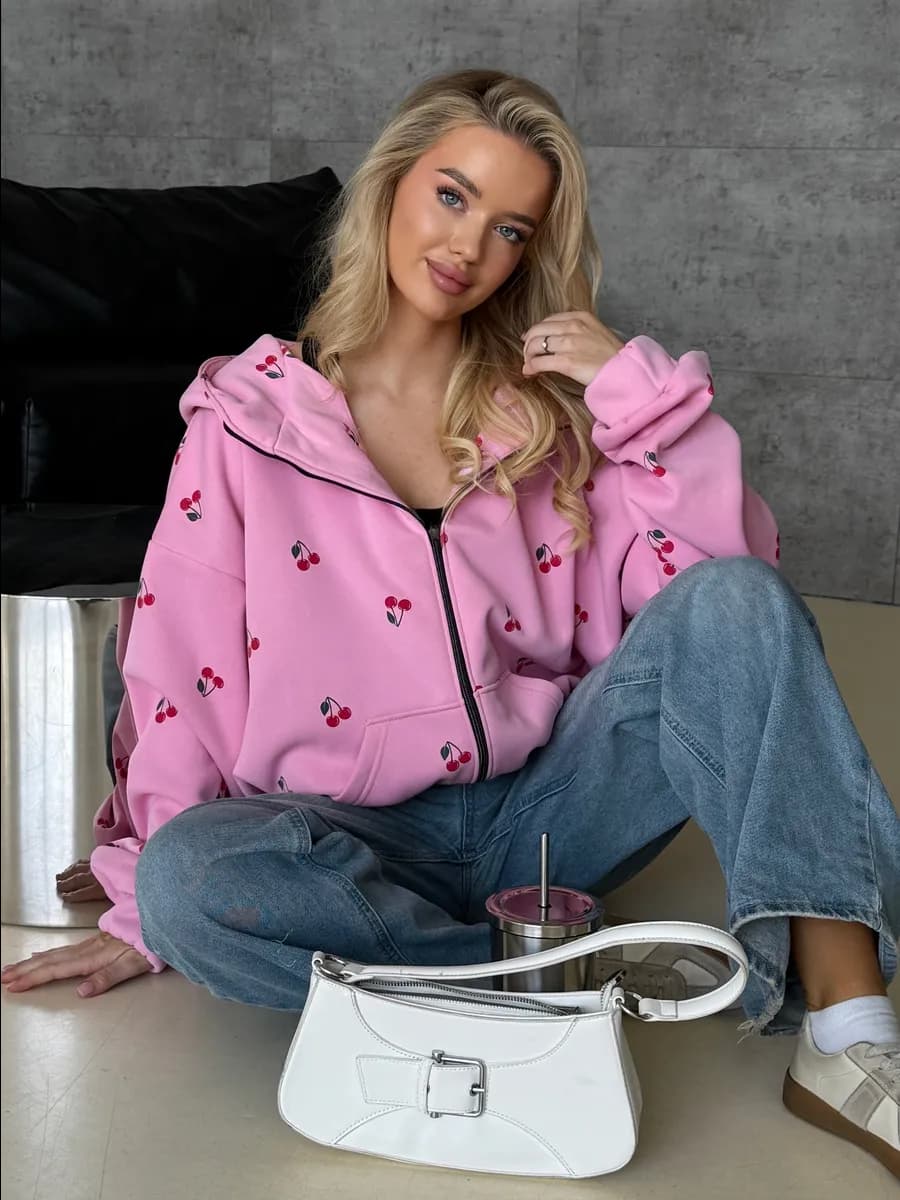 Зип худи толстовка на молнии оверсайз с принтом с начесом