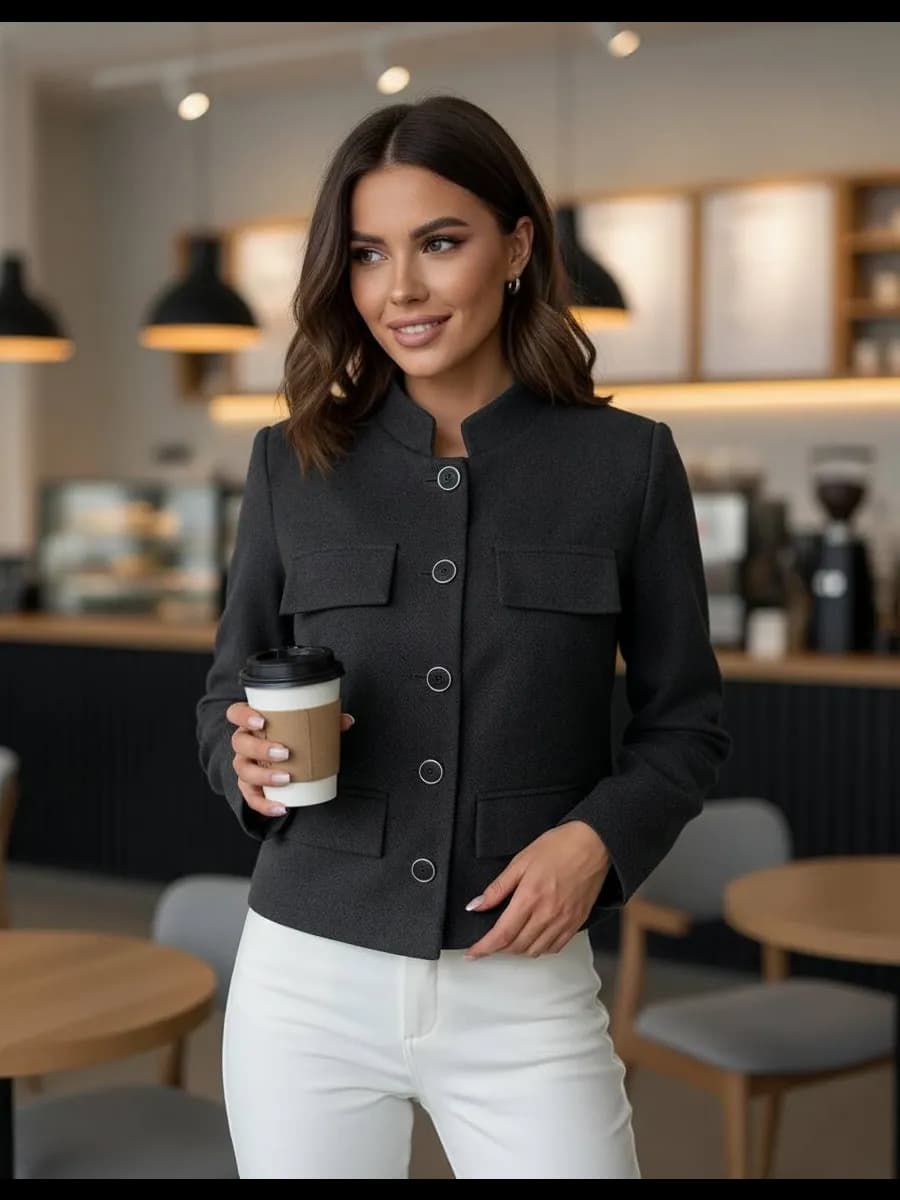 Твидовый жакет укороченный