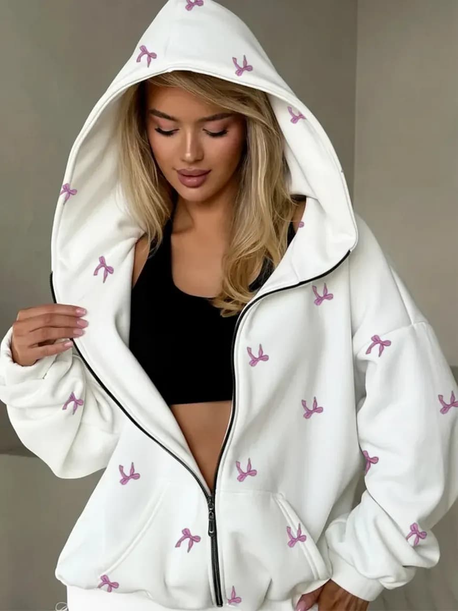 Зип худи толстовка на молнии оверсайз с принтом с начесом