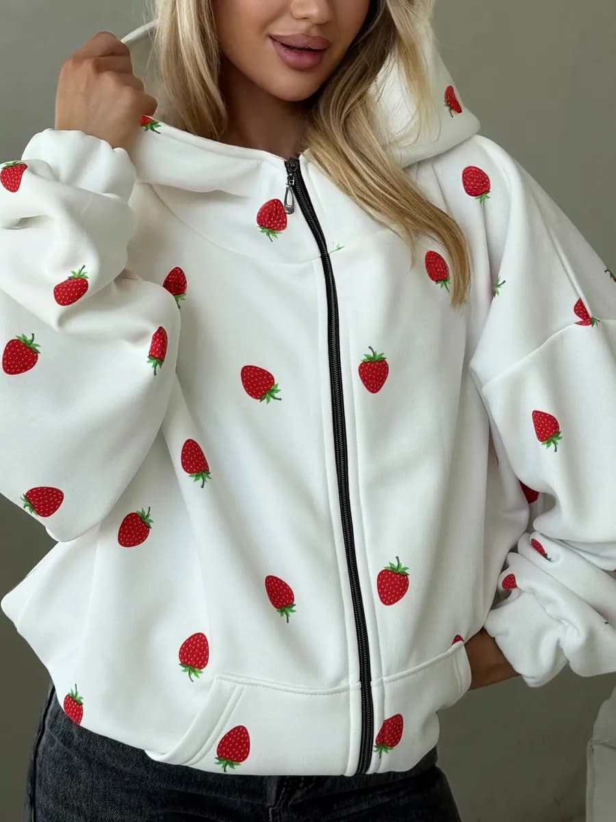 Зип худи толстовка на молнии оверсайз с принтом с начесом