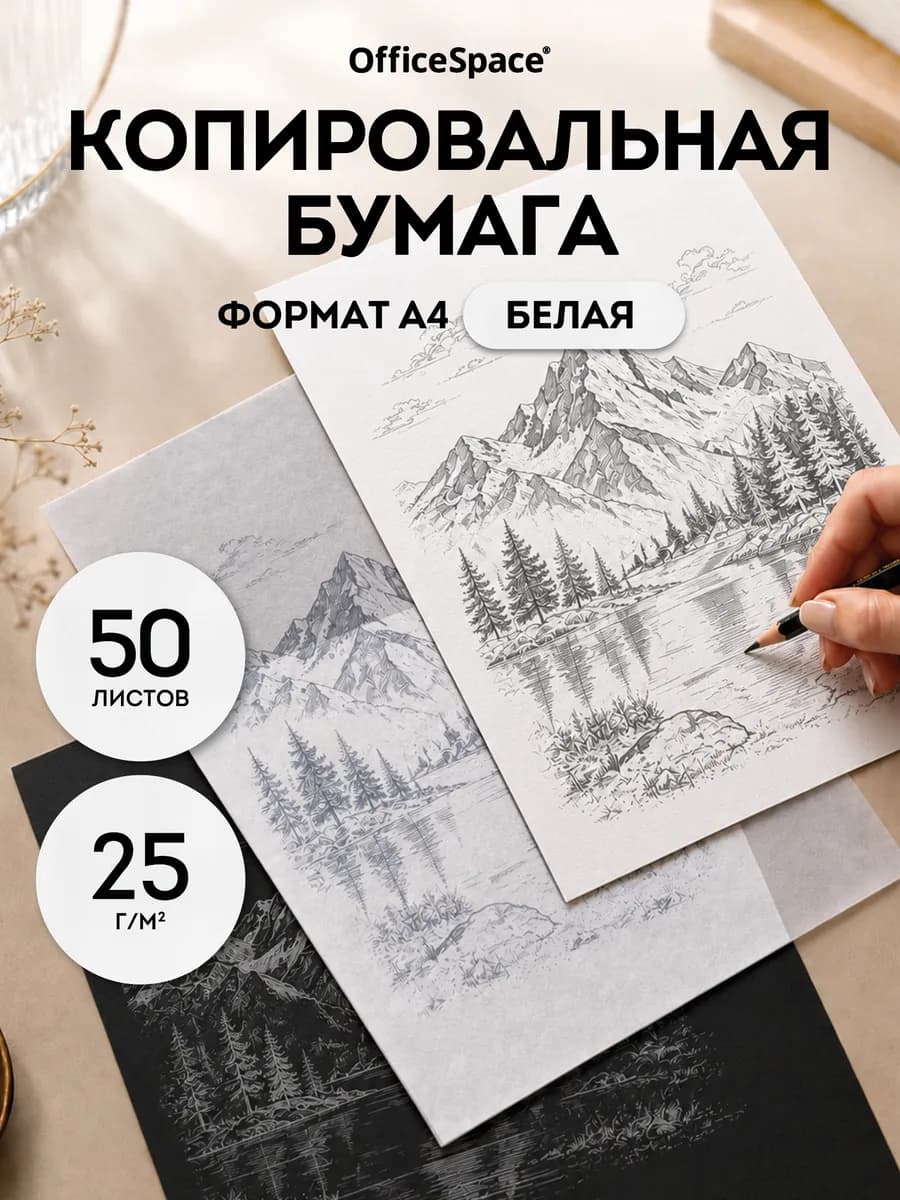 Копировальная бумага, копирка для рисования, А4 белая