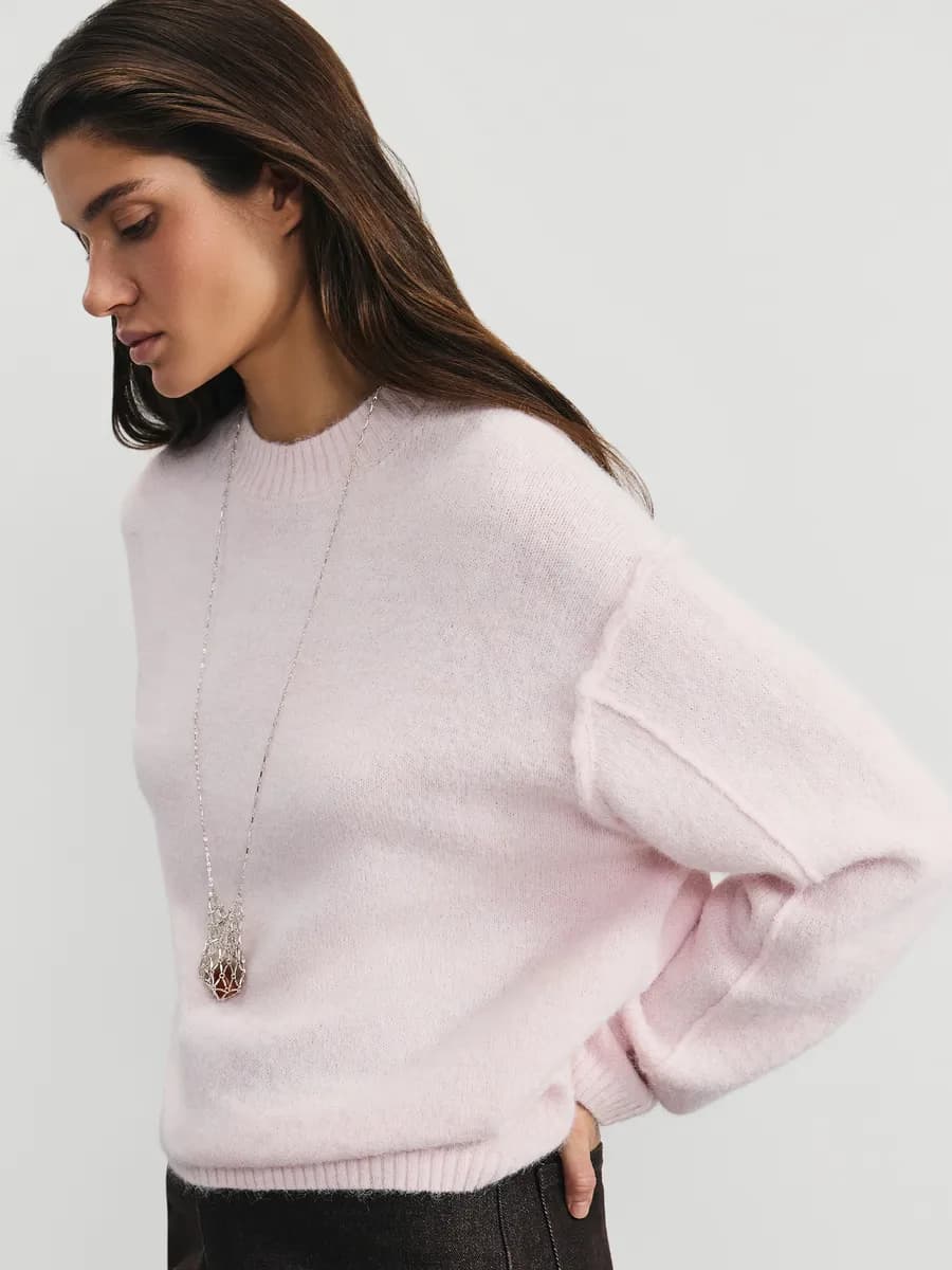 Вязаный джемпер оверсайз с шерстью в составе со швами