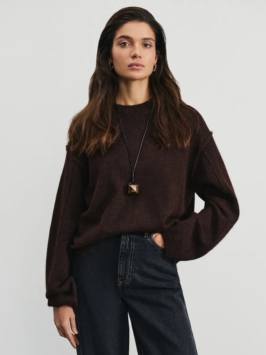 Вязаный джемпер оверсайз с шерстью в составе со швами