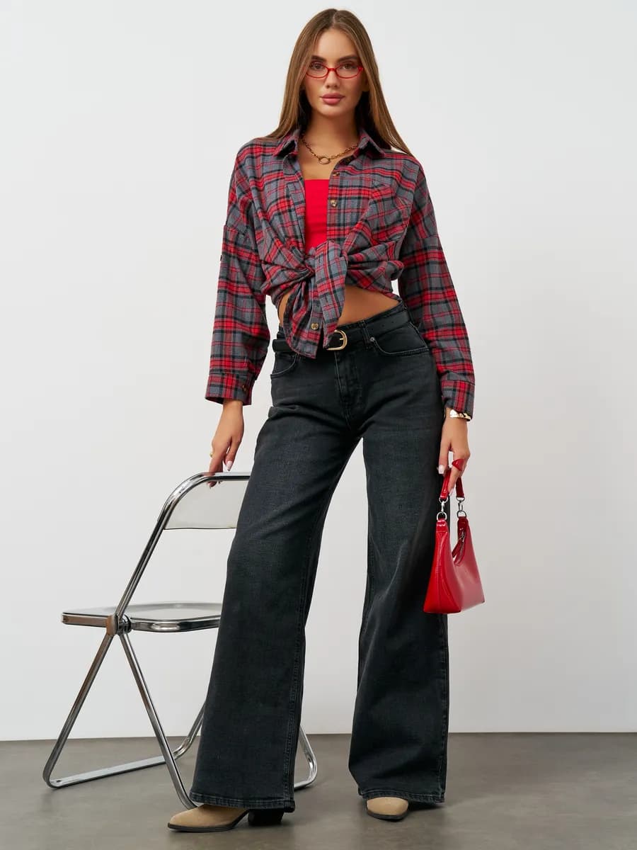 Джинсы палаццо широкие средняя посадка