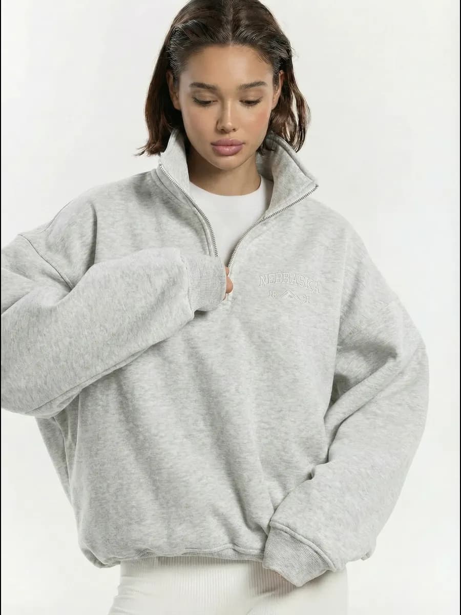 Свитшот на молнии y2k полузамок с принтом оверсайз