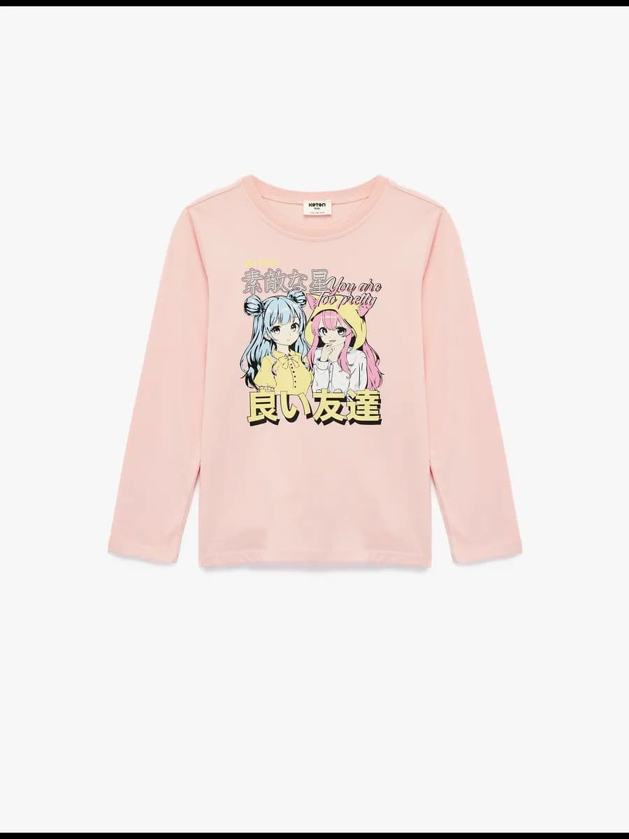 Лонгслив для девочки с принтом аниме - фото 1