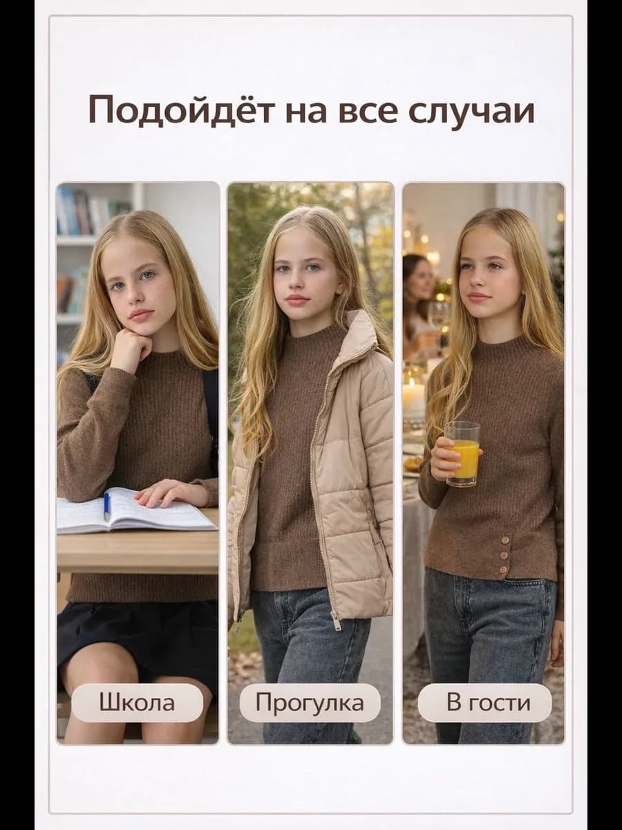 Свитер с горлом весенний джемпер школьный