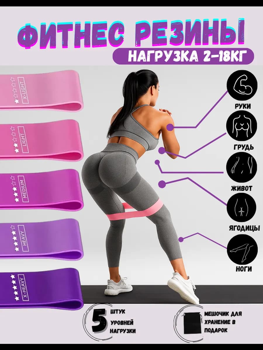 Резинки для Фитнеса и спорта Набор Эспандер Тренажер