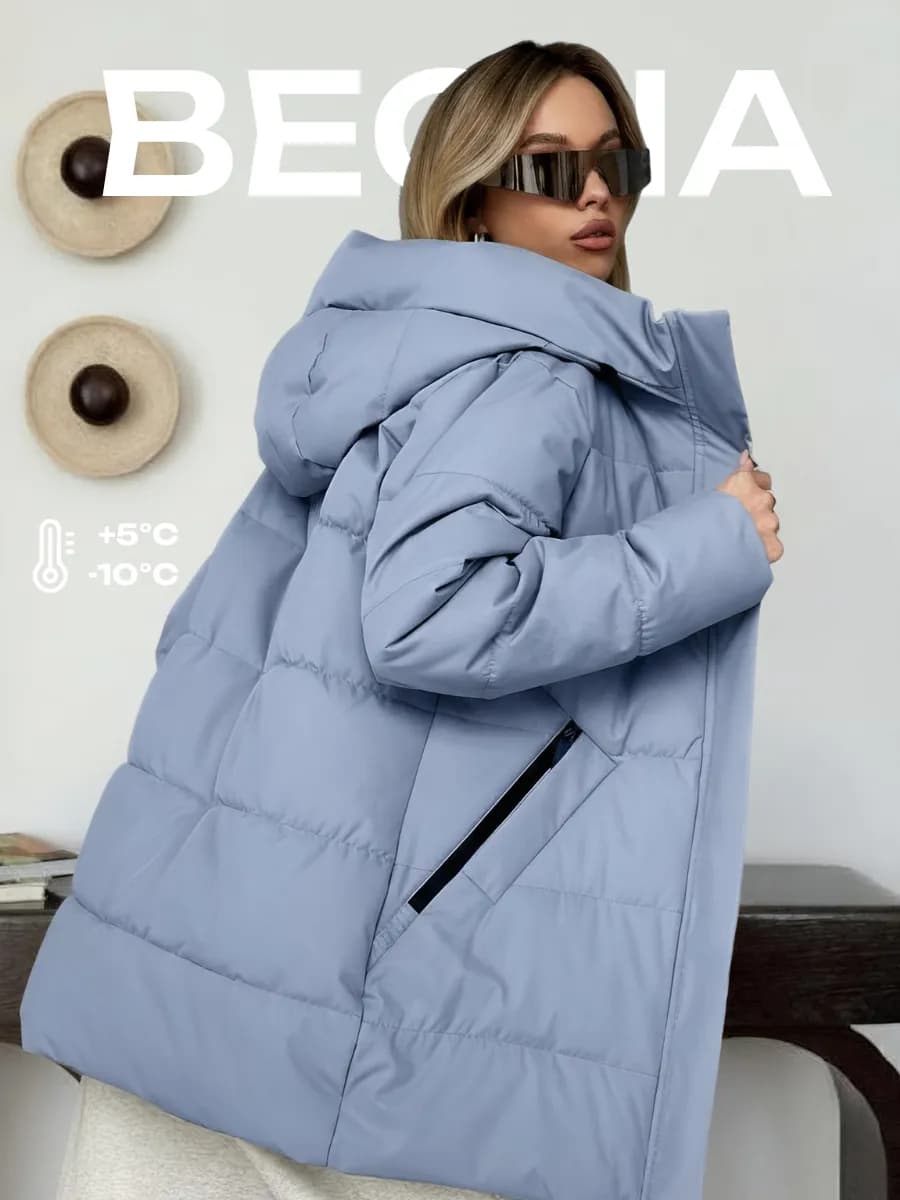 Куртка демисезонная удлиненная с капюшоном