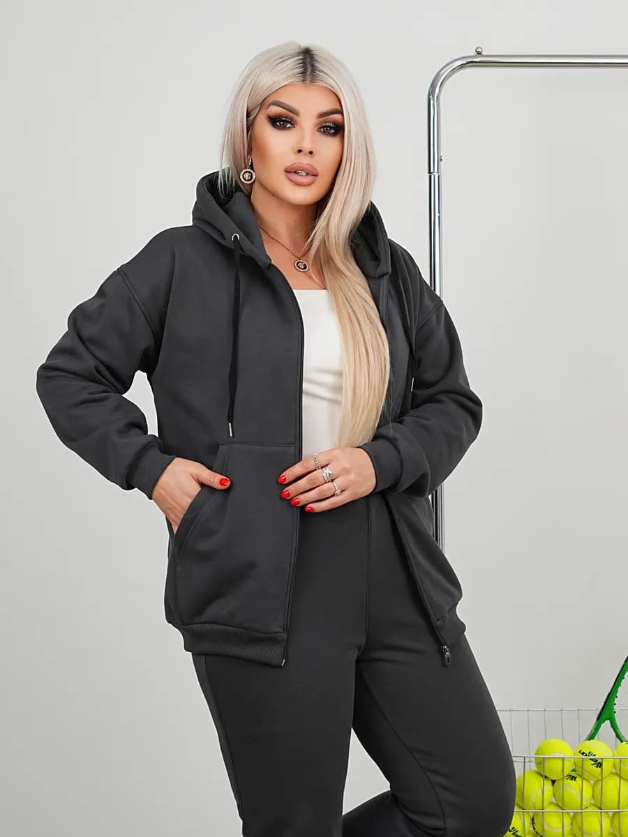 Спортивный костюм теплый евро флис больших размеров - фото 1