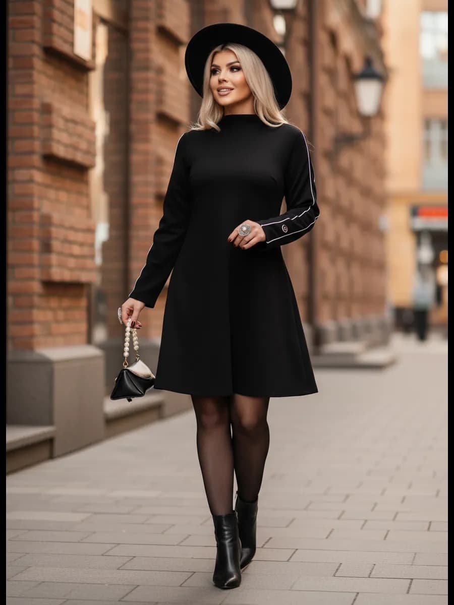 Платье нарядное с длинным рукавом мини